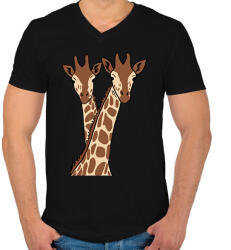 printfashion zsiráf - Férfi V-nyakú póló - Fekete (13620603)