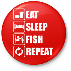 printfashion Enni, aludni, horgászni - Kitűző, hűtőmágnes - Piros (3106395)