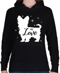 printfashion My love- Yorkie - Női kapucnis pulóver - Fekete (11548917)