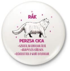 printfashion Rák - Perzsa cica - Kitűző, hűtőmágnes - Fehér (13337370)