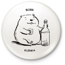 printfashion Bobr - vonalas - Kitűző, hűtőmágnes - Fehér (15963989)