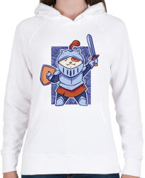 printfashion Macska lovag - Női kapucnis pulóver - Fehér (13090729)