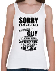 printfashion Bocsi, foglalt vagyok - Női atléta - Fehér (2639583)