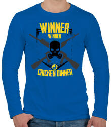 printfashion PUBG - WINNER WINNER CHICKEN DINNER - Férfi hosszú ujjú póló - Királykék (826590)
