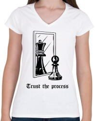 printfashion Trust the process - Női V-nyakú póló - Fehér (15882556)