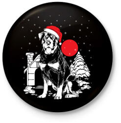 printfashion Rottweiler Karácsony - Kitűző, hűtőmágnes - Fekete (3093228)