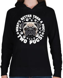 printfashion Két kutya jobb mint egy - Női kapucnis pulóver - Fekete (983378)