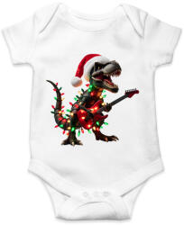 printfashion Karácsonyi rocker tirex gitárral - karácsonyi dinoszaurusz - Baba Body - Fehér (15229205)