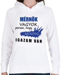 printfashion Mérnök vagyok. . . - Női kapucnis pulóver - Fehér (16286511)