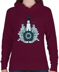 printfashion Világítótorony - Női kapucnis pulóver - Bordó (201687)