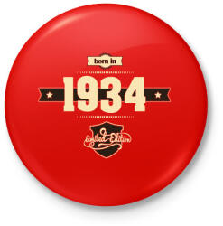 printfashion born-in-1934-cream-choco - Kitűző, hűtőmágnes - Piros (3107827)