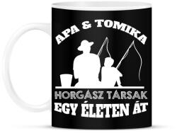 printfashion Horgász társ - Apa és fia névvel - Bögre - Fekete (13783801)