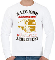 printfashion Kamionos szülinapja március - Férfi pulóver - Fehér (5693493)