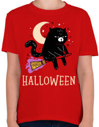 printfashion Halloween cat - Gyerek póló - Piros (9525885)