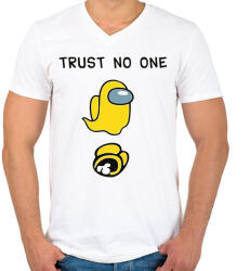 printfashion Among us Trust no one - Férfi V-nyakú póló - Fehér (4141140)