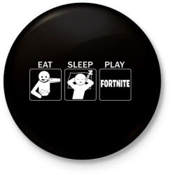 printfashion Eat, Sleep, Play Fortnite - Kitűző, hűtőmágnes - Fekete (3094804)