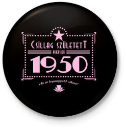 printfashion csillag-1950-pink - Kitűző, hűtőmágnes - Fekete (3093754)