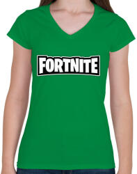 printfashion Fortnite - Női V-nyakú póló - Zöld (4261279)