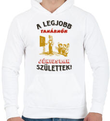 printfashion Tanárnő szülinapja június - Férfi kapucnis pulóver - Fehér (5746053)