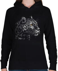 printfashion Leopárd portré - Női kapucnis pulóver - Fekete (4847752)