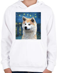printfashion Akita festmény - Gyerek kapucnis pulóver - Fehér (4838275)