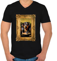 printfashion tacsi lisa keretezett - Férfi V-nyakú póló - Fekete (15306025)