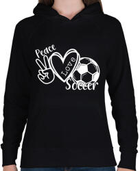 printfashion Peace love soccer - Női kapucnis pulóver - Fekete (10779241)