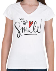 printfashion Mosoly - Női V-nyakú póló - Fehér (380839)