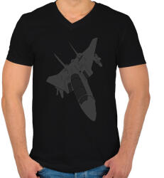 printfashion Aircraft - Férfi V-nyakú póló - Fekete (5275527)
