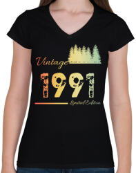 printfashion 1991 - Női V-nyakú póló - Fekete (12619912)