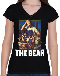 printfashion A mackó - Női V-nyakú póló - Fekete (14745780)