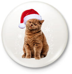 printfashion Karácsonyi cica - Kitűző, hűtőmágnes - Fehér (11280283)