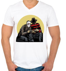 printfashion Gamerek - Férfi V-nyakú póló - Fehér (255126)