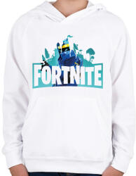 printfashion Fortnite logo Ninja - Gyerek kapucnis pulóver - Fehér (16347305)