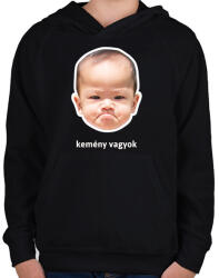 printfashion kemény vagyok 2 - Gyerek kapucnis pulóver - Fekete (10760790)