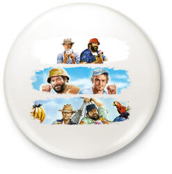 printfashion Bud Spencer és Terence Hill - Kitűző, hűtőmágnes - Fehér (16452363)