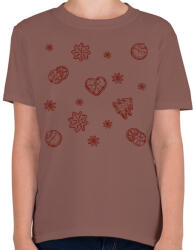 printfashion Karácsonyi minta - Gyerek póló - Mogyoróbarna (5685729)