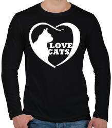 printfashion Lovecats - Férfi hosszú ujjú póló - Fekete (5025971)