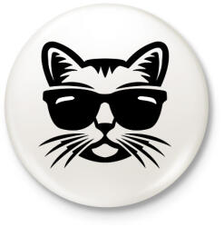 printfashion Cica fej - Kitűző, hűtőmágnes - Fehér (11126402)