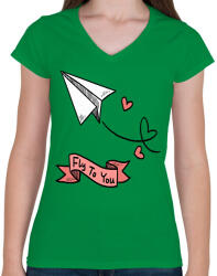printfashion Fly to you - Női V-nyakú póló - Zöld (2182314)