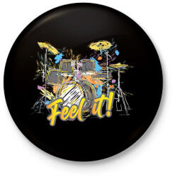 printfashion Feel it! - Dobolós - Kitűző, hűtőmágnes - Fekete (6989338)