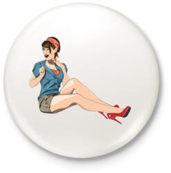 printfashion Pinup Wink - Kitűző, hűtőmágnes - Fehér (3077295)