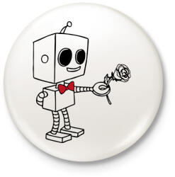 printfashion Szerelmes robot - férfi - Kitűző, hűtőmágnes - Fehér (15585879)