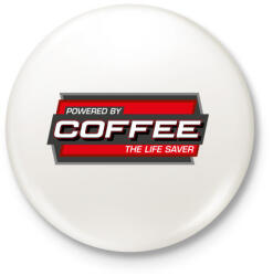 printfashion Powered by Coffee - Kitűző, hűtőmágnes - Fehér (3076898)