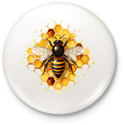 printfashion Méhecske - Kitűző, hűtőmágnes - Fehér (14837883)