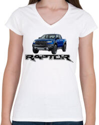printfashion Raptor - Női V-nyakú póló - Fehér (4671502)