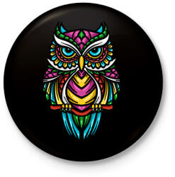 printfashion Bagoly - Kitűző, hűtőmágnes - Fekete (16034630)