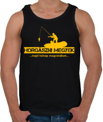 printfashion Horgászni megyek majd holnap megcsinálom - Férfi atléta - Fekete (4693224)