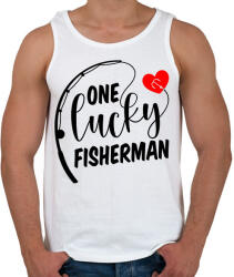 printfashion Horgász páros - egy szerencsés horgász - Férfi atléta - Fehér (6065332)