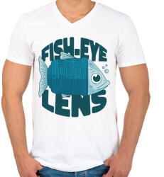 printfashion Halszem optika - Férfi V-nyakú póló - Fehér (11757223)